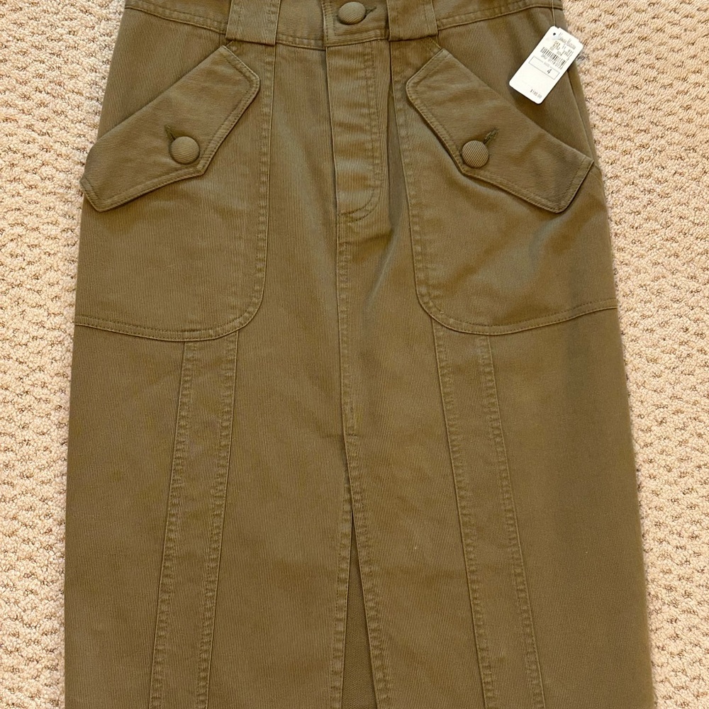 Nanette Lepore Tan Midi Pencil Skirt with Cargo Slit for Casual Work